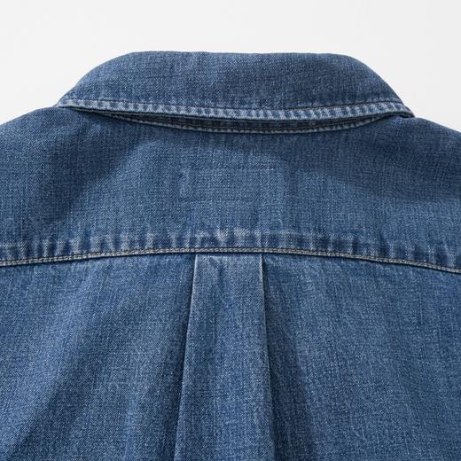 中性款合身刺绣牛仔长袖衬衫la 商品图2