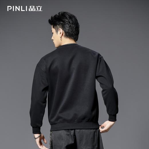 PINLI品立2025秋季新款男士圆领宽松烫钻长袖套头卫衣上衣青年潮BG253109018 商品图3