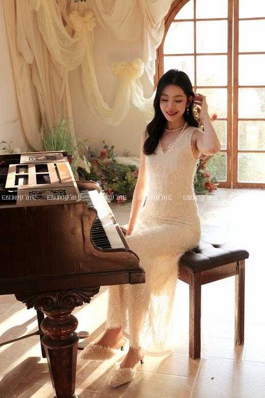 【门店同款】ENJOY春季鎏金梦境羽毛长裙 169150266 商品图1