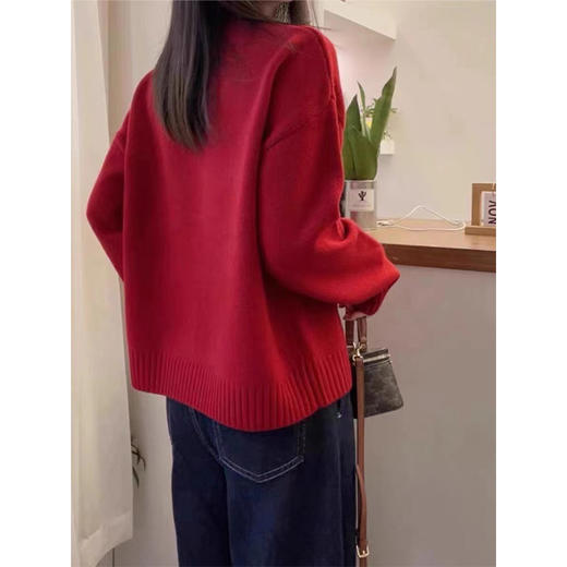 【YW】无忧购【鸿运当“红”】2026新年本命年红色小马针织衫上衣女91446（截单后3-5天发货） 商品图9