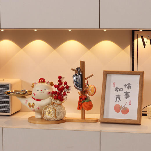 【招财猫钥匙收纳摆件】门口客厅家居鞋柜 电视柜摆件 入户玄关猫咪托盘礼品  商品图8