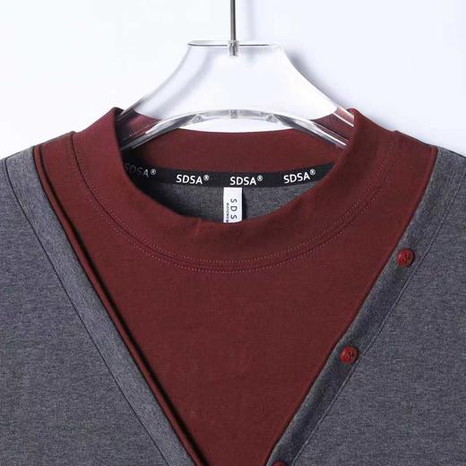 26WY30SDSA男士秋冬新款痞帅男装韩版简约撞色假两件圆领百搭宽松上衣 商品图2