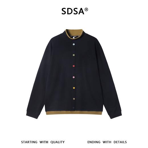 26T07SDSA秋冬新款痞帅男装时尚彩色纽扣拼接撞色立领长袖T恤百搭潮 商品图1