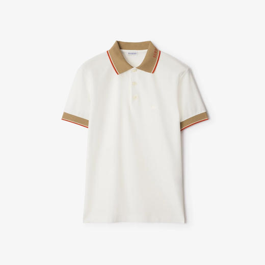 BURBERRY 巴宝莉 男士马术骑士徽标刺绣棉质短袖polo衫 白色 8110096 B7078 商品图0