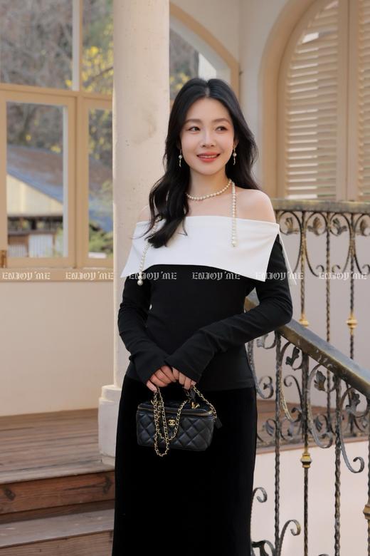 【门店同款】ENJOY春季莫尔周刊撞色上衣 169150291 商品图3