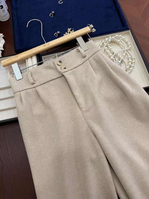 满分裤|奶杏双扣毛呢直筒裤 商品图0