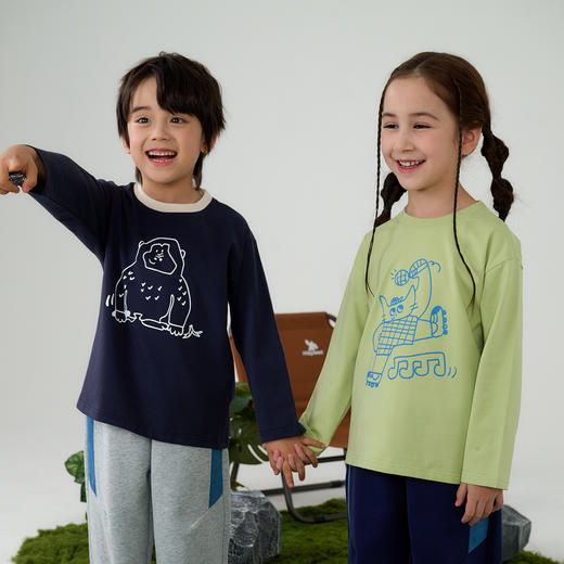 【10A抗菌】棉花堂26年春款线条动物弹弹童装T恤- FA61021 商品图7