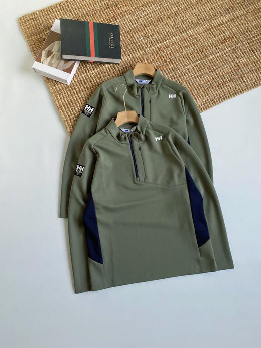 海丽汉森男款经典航弹力吸湿速干百搭半拉链长袖T恤 商品图1