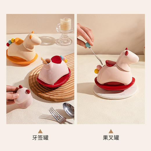 摩登主妇304不锈钢水果叉水果签牙签筒新年马年本命年礼物收纳罐 商品图1