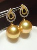 【私席真珠·新年盛宴】18K金镶钻金珍珠耳钉11-12mm 商品缩略图0