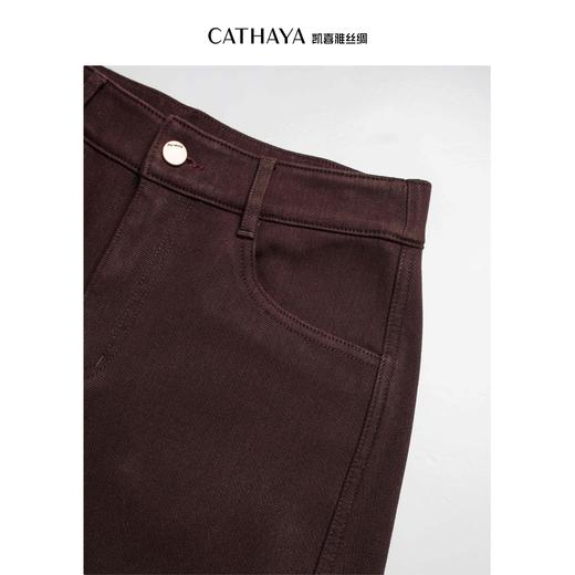 凯喜雅  暗红紫加绒直筒裤 商品图3
