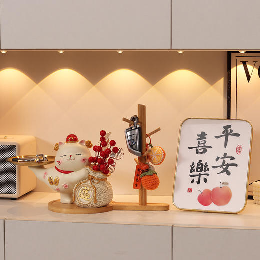 【招财猫钥匙收纳摆件】门口客厅家居鞋柜 电视柜摆件 入户玄关猫咪托盘礼品  商品图10