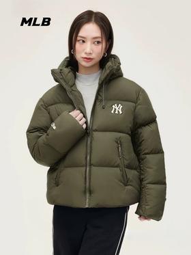 MLB张凌赫同款男女百搭氛围感连帽鹅绒羽绒服