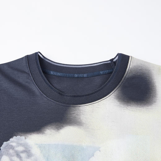 谜底印花T恤短袖2026年春季新品H型纯棉蓝晒兔子艺术女261MT0203 商品图3