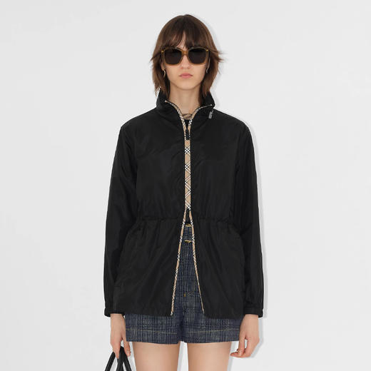 BURBERRY 巴宝莉 女士马术骑士徽标贴片短款尼龙外套 黑色 8110309 A1189 商品图2