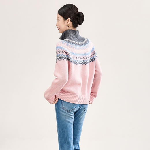 「高货wl」全新升级【铂金会员321/天猫429/差价108】(00858)洛诗琳无缝一体费尔岛针织毛衣2026新款织花纯羊毛上衣 商品图2