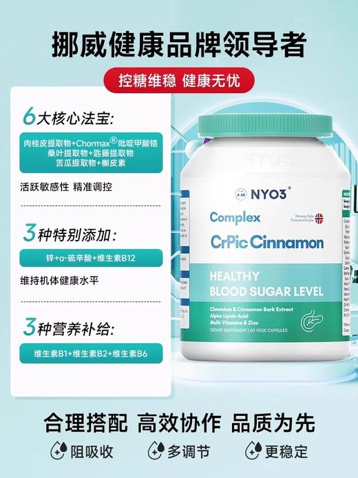 三价铬｜活性铬血糖平衡胶囊 60粒/瓶 调节血糖 胰岛素抵抗 小糖人NYO3 商品图4