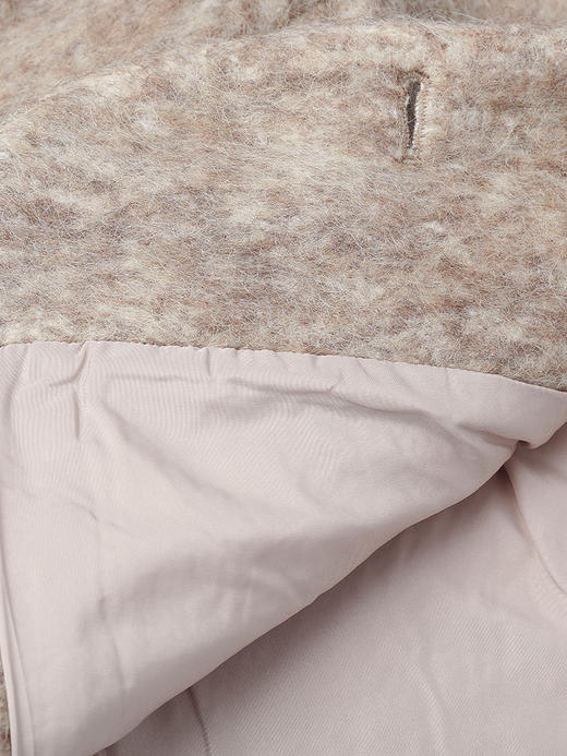 浅燕麦杂色毛呢短款外套 圆领丝绒流苏边单排扣双口袋修身显瘦秋冬法式优雅名媛风上衣 商品图4