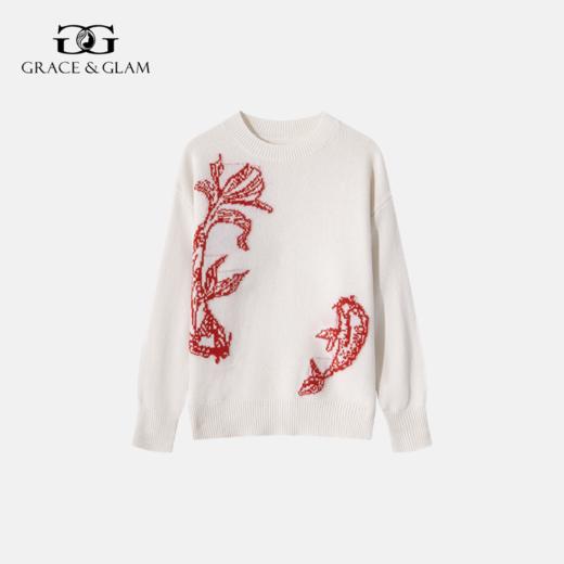 100%羊毛 年年有余幸运红色温暖羊毛毛衣  A-5752 商品图1