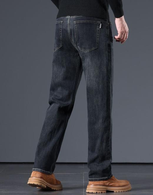 男士冬季加绒牛仔直筒商务长裤 商品图7