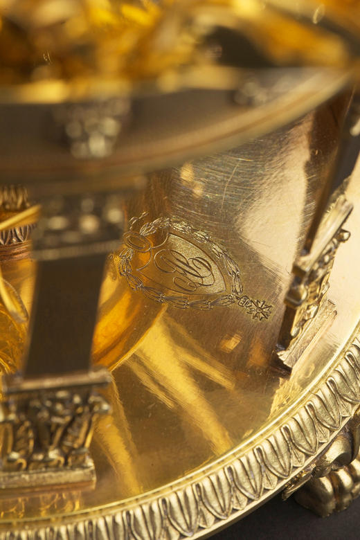 独角鹿西洋古董19世纪法国Martin Guillaume Biennais & Charles Cahier联合签名出品帝政风格古典神话主题银鎏金精雕糖果/冰淇淋樽套件 商品图12