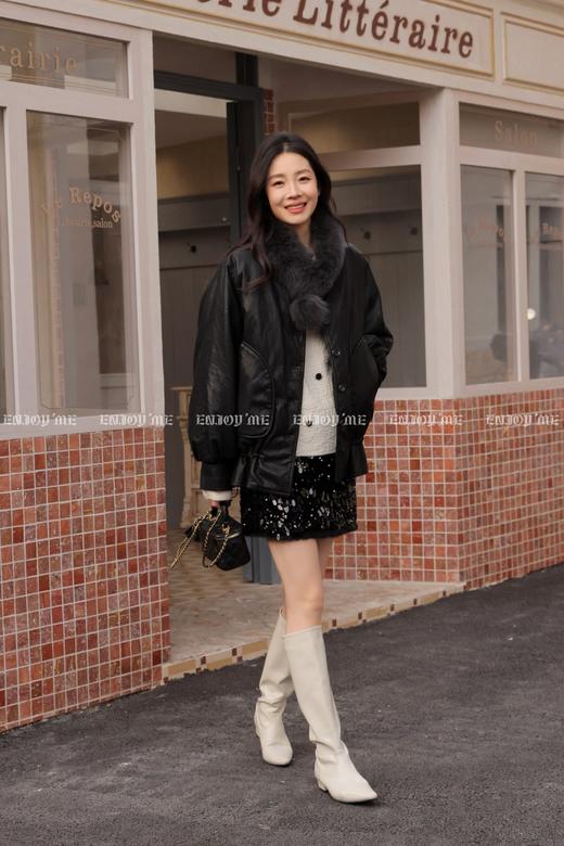 【门店同款】ENJOY冬季“暖冬软糖”下摆抽绳皮羽绒外套 169148861 商品图4