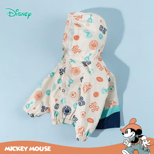 迪士尼（Disney）童装男童前开外套休闲运动防水防风耐磨轻量连帽外套2026春季新款ZD1FS007 商品图5