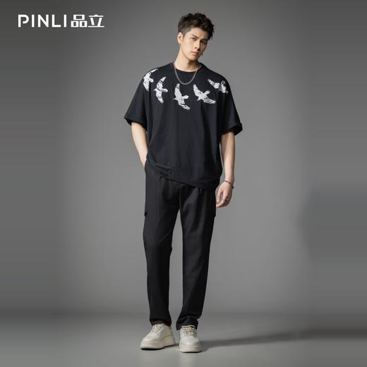 PINLI品立2026春季新款男士纯色百搭黑色直筒休闲长裤B262117025 商品图1