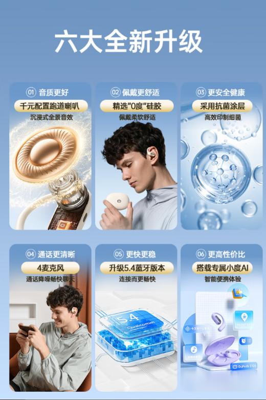 小度智能开放式蓝牙耳机S108 真无线AI助手导航翻译语音笔记文心大模型hifi挂耳式骨传导概念音乐耳机 小度智能蓝牙耳机S108 商品图1