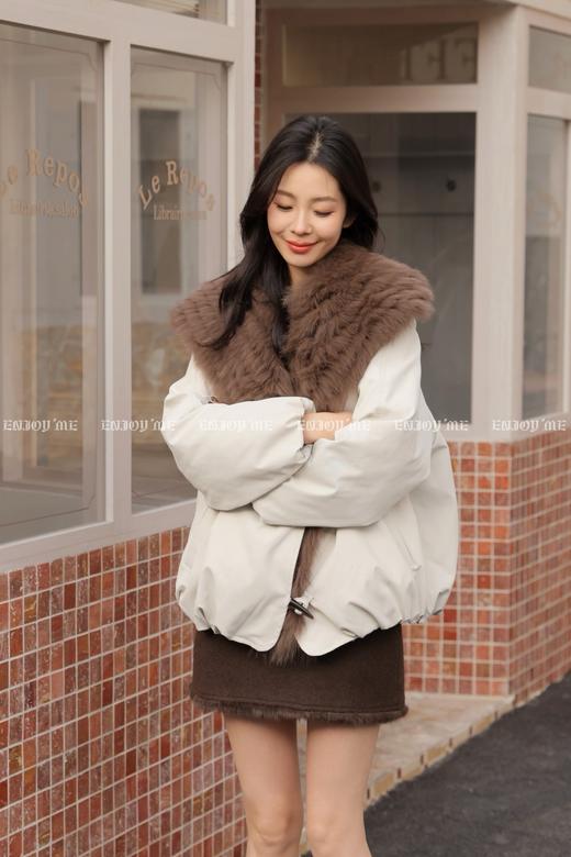 【门店同款】ENJOY冬季“游牧漫寻”狐狸毛翻领派克服 169094305 商品图0