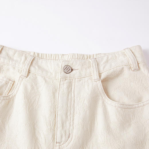 谜底直筒牛仔裤长裤2026年春季新品浮雕提花后腰橡筋女261MJ0201 商品图3