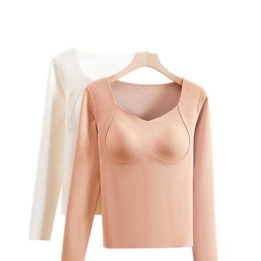 【89元拍2件】【专柜品质】带胸垫一体羊毛蚕丝V领保暖衣 无痕隐形肌底衣 商品图4