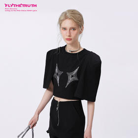 FTT FlyTheTruth四芒星陷阱设计感纯棉短袖T恤女夏季打底短款上衣