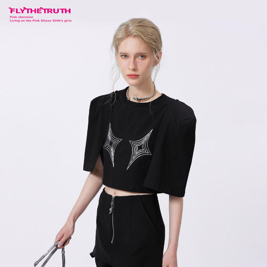 FTT FlyTheTruth四芒星陷阱设计感纯棉短袖T恤女夏季打底短款上衣 商品图0