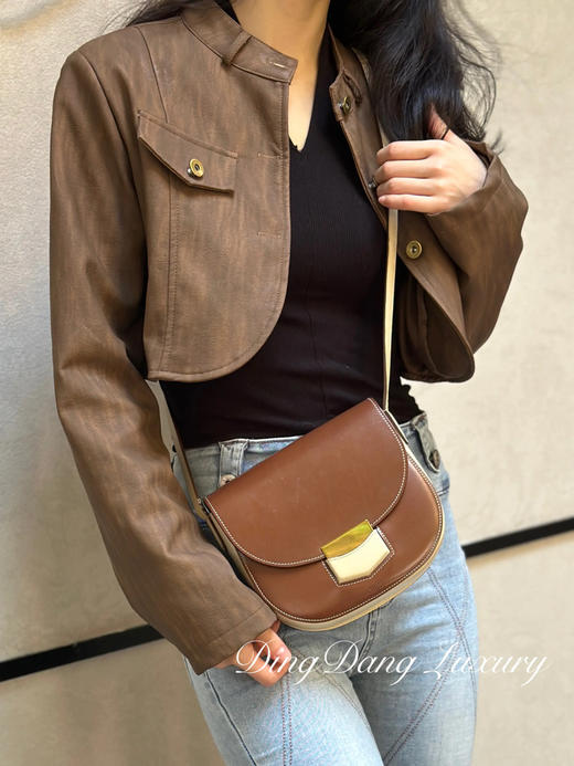 Celine trotteur 小号 牛皮 焦糖色 中古 马鞍包 商品图3