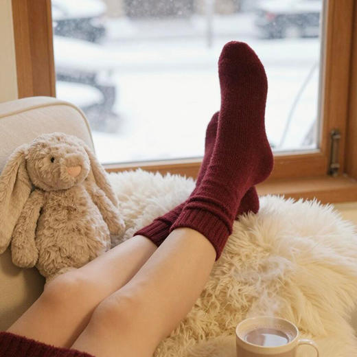 热卖！巨保暖！觅槿 奢品级精纺羊毛羊绒袜礼盒 男女同款 保暖舒适 5双装 商品图12