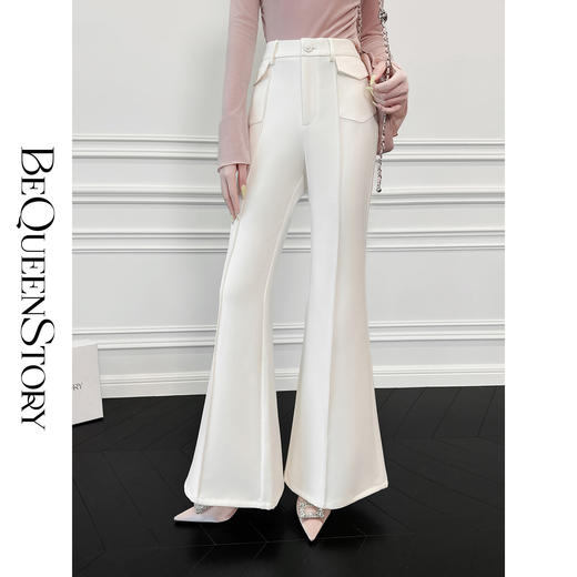 【年终福利，不退不换】【风度剪裁】时尚精致珠边线包心扣工艺休闲喇叭裤 商品图0