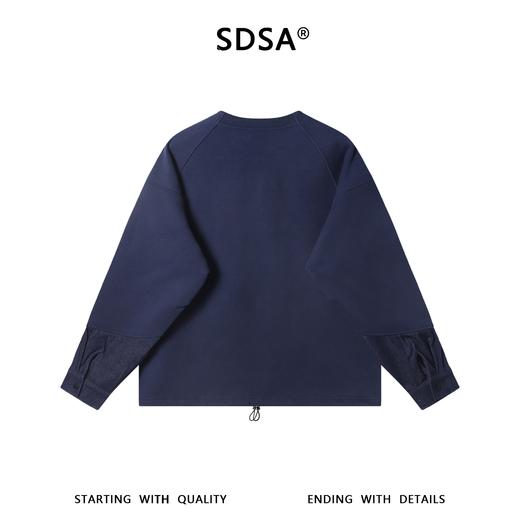 26WY26SDSA男士秋冬新款痞帅男装韩版拼接下摆松紧圆领长袖T恤百搭时尚 商品图5