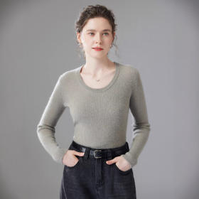 「高货rig」全新升级【铂金会员293/天猫389/差价96】(34715)洛诗琳气质U领套头羊绒衫2026新款修身显瘦百搭针织毛衣