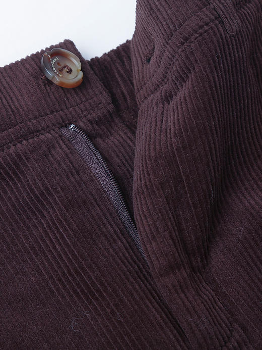 秋冬复古咖色灯芯绒高腰过膝半身裙 显瘦遮胯 A 字版型后开叉设计感通勤百搭长裙 商品图3