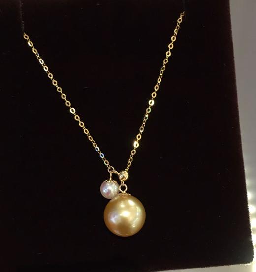 【新年优惠特价】18k金镶南洋金珍珠/AKOYA珍珠项链 4.5/9mm 圆 商品图1