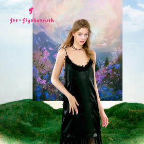 FTT FlyTheTruth  结晶 莫奈花园风蕾丝拼接吊带连衣裙女夏季长裙