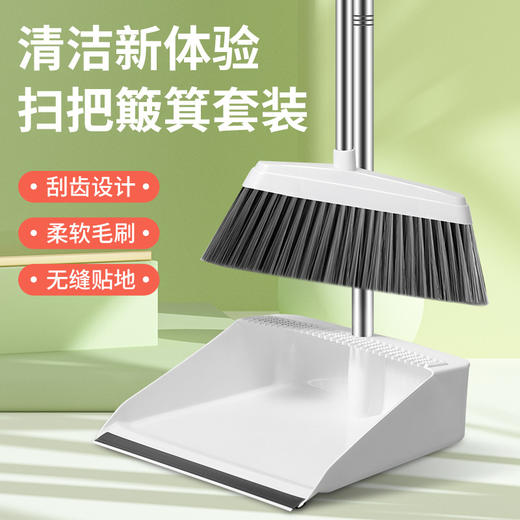 【9.9秒杀❗️扫把簸箕套装组合】刮齿设计 柔软毛刷 无缝贴地 加长梳齿 一刮即净！软毛扫帚扫把套装卫生间、厨房家用清洁笤帚马年春节新年大扫除 商品图1