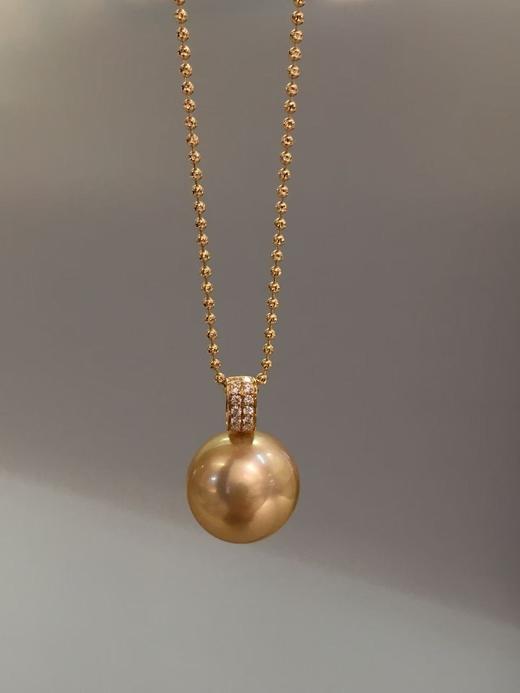 【私席真珠·新年盛宴】18k金镶南洋金珍珠项链 14-15mm 圆 商品图5