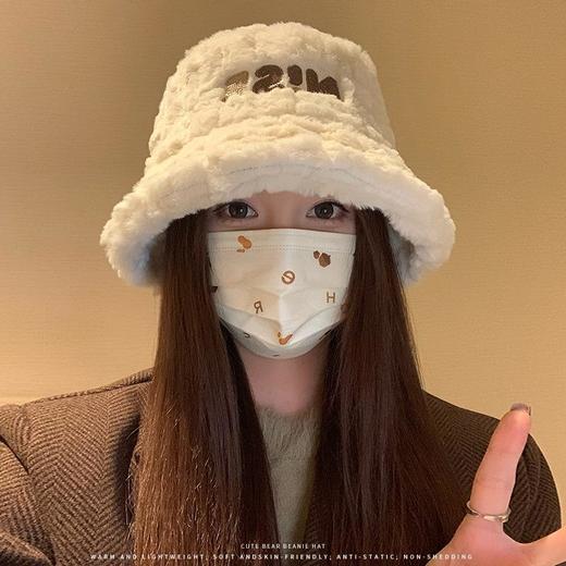 新款毛绒女帽秋冬百搭日系氛围感学生保暖防寒东北毛绒盆帽 商品图3
