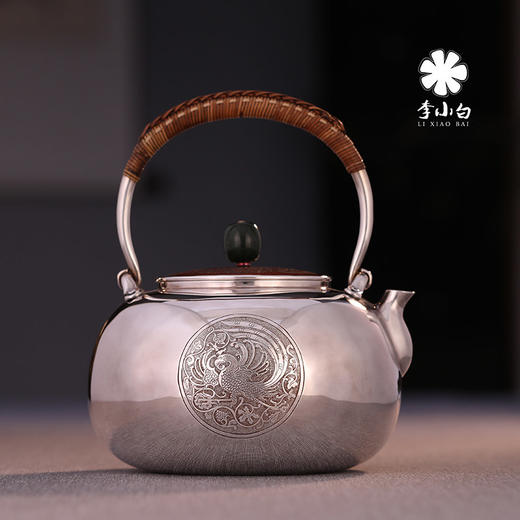 李小白银壶 纯银9999烧水壶 纯银银壶 烧水银壶 茶壶银壶 添福 龙凤呈祥 商品图3