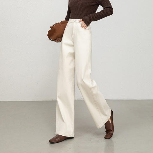 丁摩棉高腰显瘦直筒牛仔裤女新款宽松阔腿百搭裤子莱赛尔ALW25239 商品图2