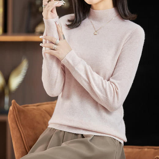丁摩 山羊绒羊毛半高领毛衣打底衫2856WX153 商品图6