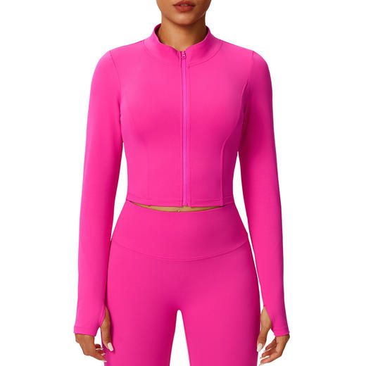 跃牌【欲动春风】系列 拉链户外跑步运动瑜伽外套显瘦健身长袖52637 商品图4