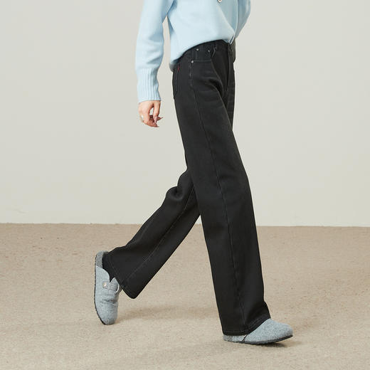 【两个裤长！窄版-厚绒直筒】逸阳冬加绒加厚弹力保暖宽松显瘦直筒牛仔裤3531 商品图4
